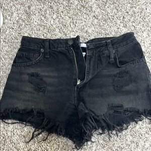 Forever 21 Black Distressed Jean Shorts